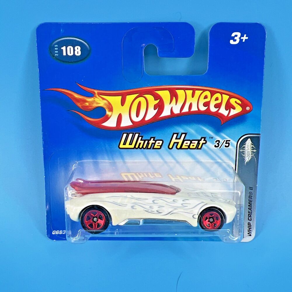 Hot Wheels White Whip Creamer II #108 2004 Short Card - Red Rims NEW Old Stock